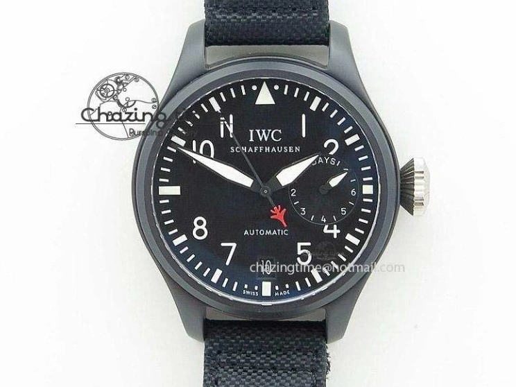MIROTIME 0207 Fashionable Pilot IW326801 SS MK 1:1 Best Edition Black Dial on Green Nylon Strap MIYOTA 7122